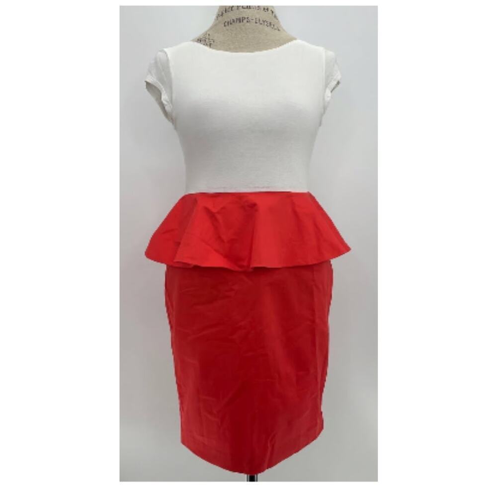 Alice + Olivia White and Red Peplum Dress, Size S